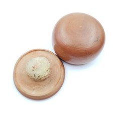 Antiker Baumfaden Wachstopf Holz Holz klein Wachs innen Nähen Sammlerstück 