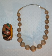 Damenkette Holzkette Kugelkette braun Armreif Armband Holz bunt breit mehrfarbi 