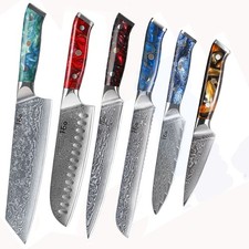 6x TURWHO Küchenmesserset VG10 Damaskus Stahl Koch Santokumesser Fleischermesser