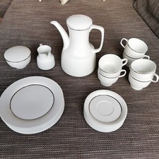 Rosenthal Porzellan Kaffeeservice weiß mit Platinrand 21 Teile Tapio Wirkkala
