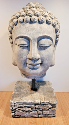 Buddhakopf stein statue grau - buddhakopf,