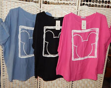 Shirt Tunika Bluse mit Micky MAUS Kopf Print + Strass*ITALY MODA*GR. 42/44/46