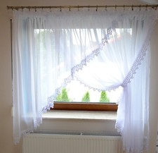Schöne Fertiggardine aus Voile Gardine LB-77 Fenstergardine Wohnzimmer Weiß