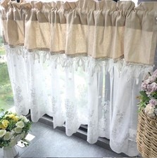 Wunderschöne Scheibengardine mit Spitze  beige weiß Landhaus Shabby