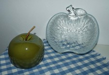 Deko APFEL Keramik Grün Glanz Landhaus Skandi ⵁ 12 cm H 10 cm TOP Zustand