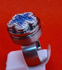 Edelstahl Ring Chunk Mit Zirkonia Strass Stein Druckknopf Hingucker Gr 17