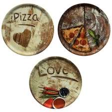 3er Set Pizzateller Oliven-
