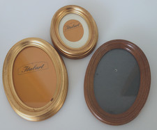 3 Kleine Bilderrahmen Holz oval gold Italart antik barock Stil stehend hängend