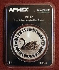 1 oz Silbermünze 1 Dollar Australien Schwan  2017 Stgl. APMEX MintDirect