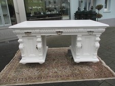 Großer freihstehender Gründerzeit Schreibtisch um 1880 in weiß