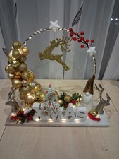 Weihnachtsdeko mit LED Beleuchtung, auf Steinplatte