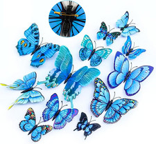 24 Stück Blau Schmetterling
