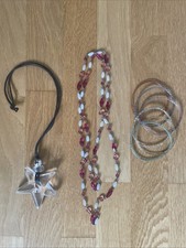 Modeschmuck 8 Teile Stern Glitzer Plastikperlen Pink Weiß