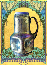 Joh. Loetz Witwe Cobalt Papillon Antike irisierendes Jugendstil Glaskrug um 1898