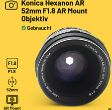 ? Konica Hexanon AR 52mm F1.8 AR Mount Foto Kamera Camera Lens Zoom Objektiv ✅