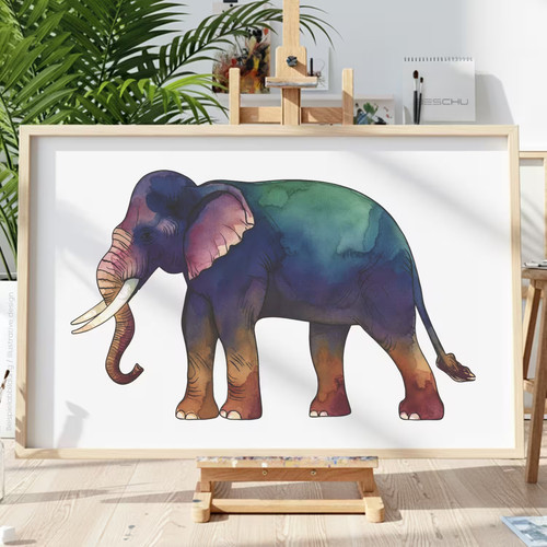 Elefant safari schablone - elefant, v1