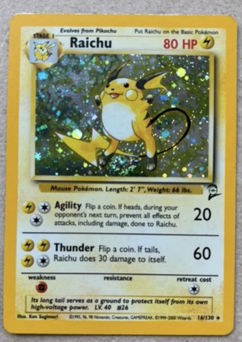 Pokemon raichu 130 base set - pokemon,
