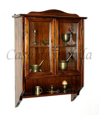 Massivholz Gewürz-regal braun kolonial Hänge-vitrine nußbaumfarben Wand-schrank