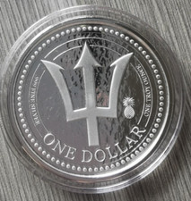 2018 Barbados One Dollar 1 Oz  Silber Dreizack Trident  Original  Privy Ananas  