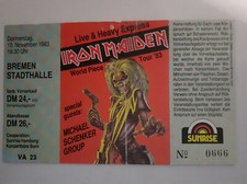 Konzertticket Iron Maiden  World Piece Tour 1983  No 666   Bremen Stadthalle