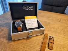 Stowa Flieger Uhr 36mm Handaufzug und Datum mit 2 Armbändern - TOP! FULL SET!
