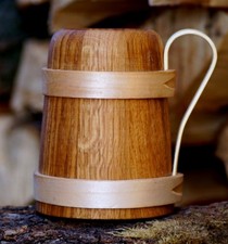 Bierkrug Eichenholz Humpen Römer Krug Geschenk Mann Bier Trinkgefäß Holz Seidel