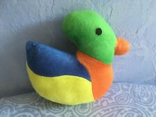 Kuscheltier Stoff bunte Ente für Babys und Kleinkinder, 18,5 cm