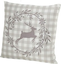 RESTPOSTEN  -   BOLTZE 2 x Kissen Hirsch Leopold kariert 45 x 45 cm