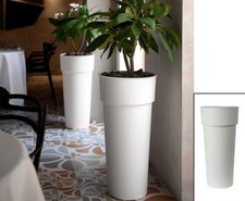 Hohe runde Pflanzsäule 80cm Weiß farbig mit einem Ø38cm und herausnehmbaren Inne