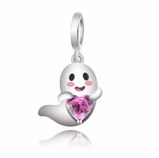 Charm Dangle Geist Herz 925 Silber Steinchen - Anhänger für Pandora Armband