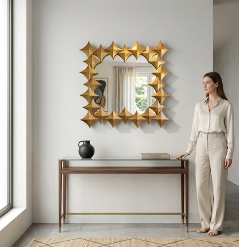 Moderner wandspiegel gold - wandspiegel,