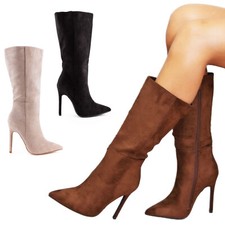 Damen Wildleder Wadenstiefel