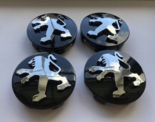 4X 60mm Für Peugeot Logo Nabendeckel Radkappe Felgenabdeckung Badge Schwarz NEU