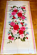 Chinesisches Badetuch Badestola Handtuch Rosen 71cmx 1,45m 1970er UNBENUTZT /P6