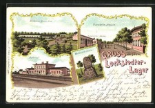 Lithographie Lockstedter-Lager, Wellblech Baracken, Gravelotte Strasse, Bahnhof 