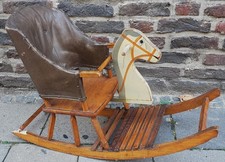 Seltener alter Kinderschaukelstuhl, Schaukelpferd aus Holz 40er / 50er Jahre