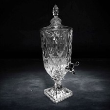 Getränkespender Glaskrug Zapfhahn 3L Saftkrug Getränkehahn Kristallglas