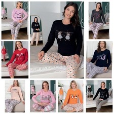 Damen Pyjama Schlafanzug Lang 2-Teiler Set C-62