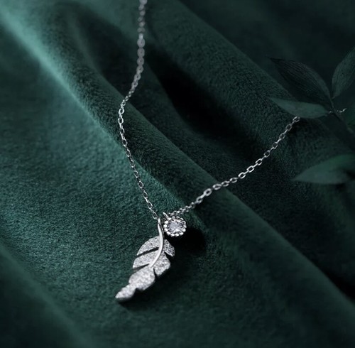 Halskette blatt mit zirkonia - halskette,