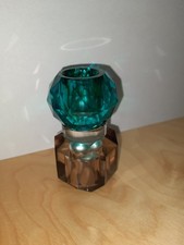 Glas/Kritall? KERZENHALTER beidseitig nutzbar, Tafel- Spitz- Stabkerzen, türkis