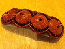 Haarspange mit roter Schaumkoralle &  Glasperlen