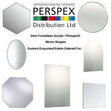 Rahmenlose Perspex® Silber Acryl Spiegel / zeitgenössische Kunststoff Formspiegel