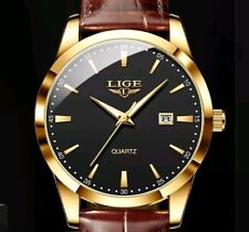 Lige Herren Armbanduhr 40mm Gold Schwarz Braun