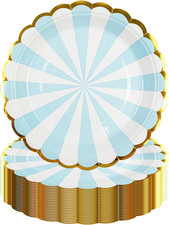 50 Pappteller Rosa Gestreift