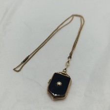 Antike Halskette + Anhänger (Medaillon) aus Schaumgold & Onyx - 15  Gramm 