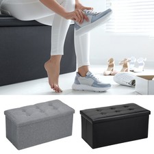 Faltbare sitzbank mit Stauraum Schemel Sitzgelegenheit Sitzbank Sitzhocker black