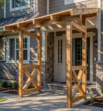 Haustürvordach Holz Tür