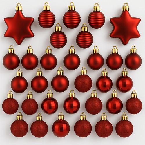 132 weihnachtskugeln rot - 132,