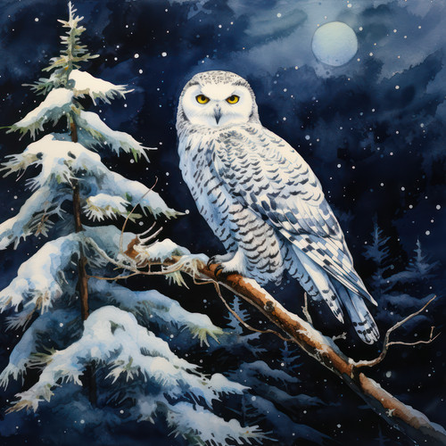 Wandbild eule schneeeule - eule,