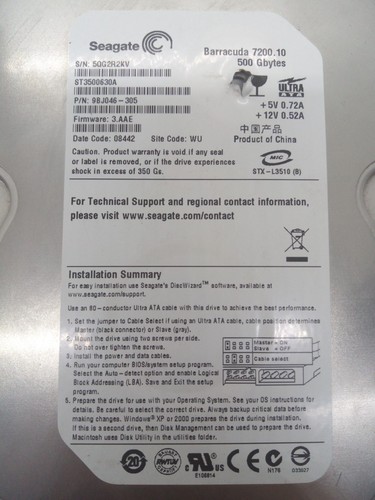 Seagate barracuda st3500630a - barracuda,